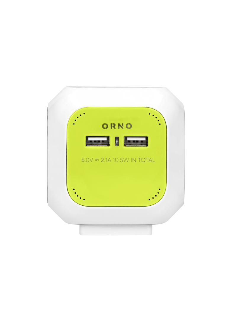 Przedłużacz Kostka 4x2P+Z 2xUSB H05VV-F 3x1mm2 1,4m limonkowy OR-AE-13144/L ORNO