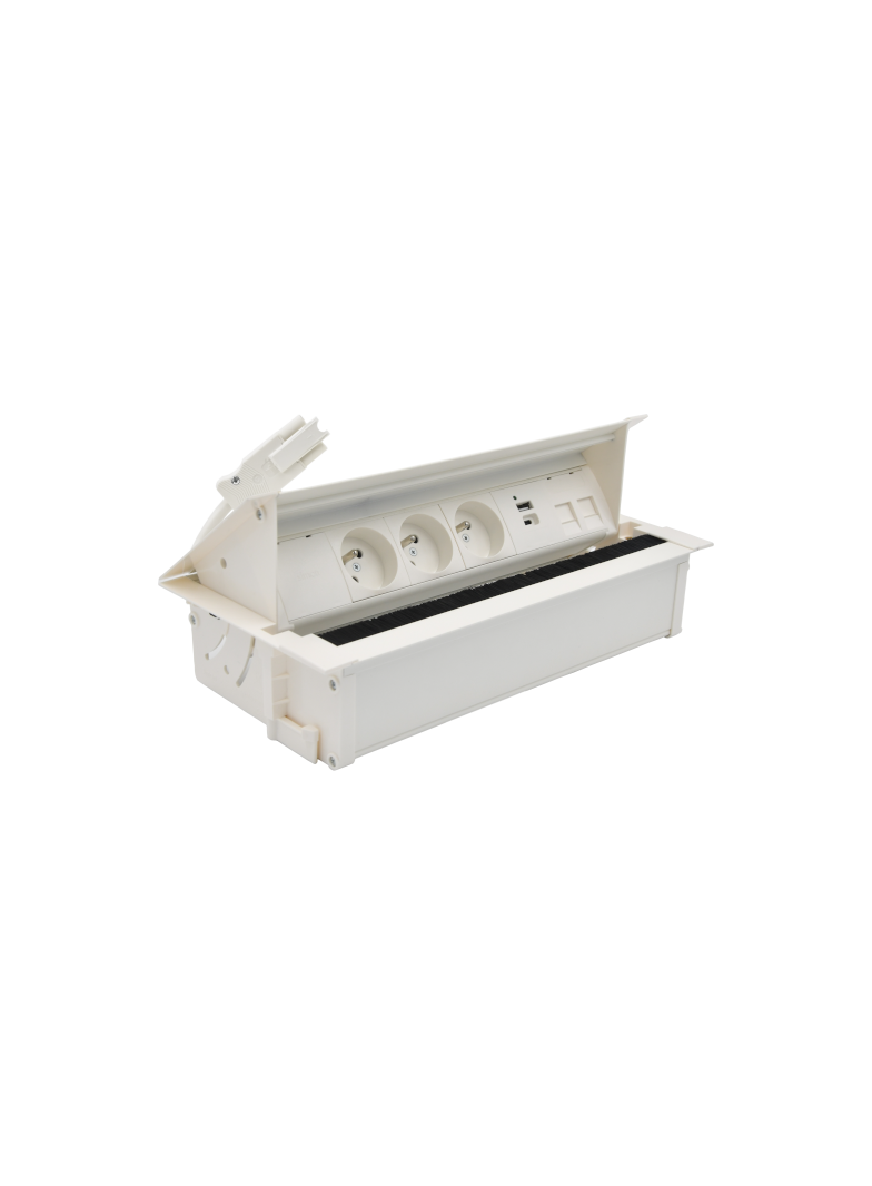 "Simon 480 TS48-710E30BK0-33 Cover 3 gn. typ E + ładow. USB A+C i płytka dla 2 złączy RJ45 keystone