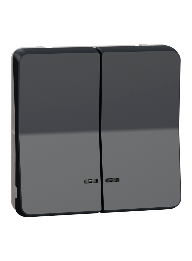 Mureva, mechanizm przycisku podwójnego z podświetleniem, antracyt