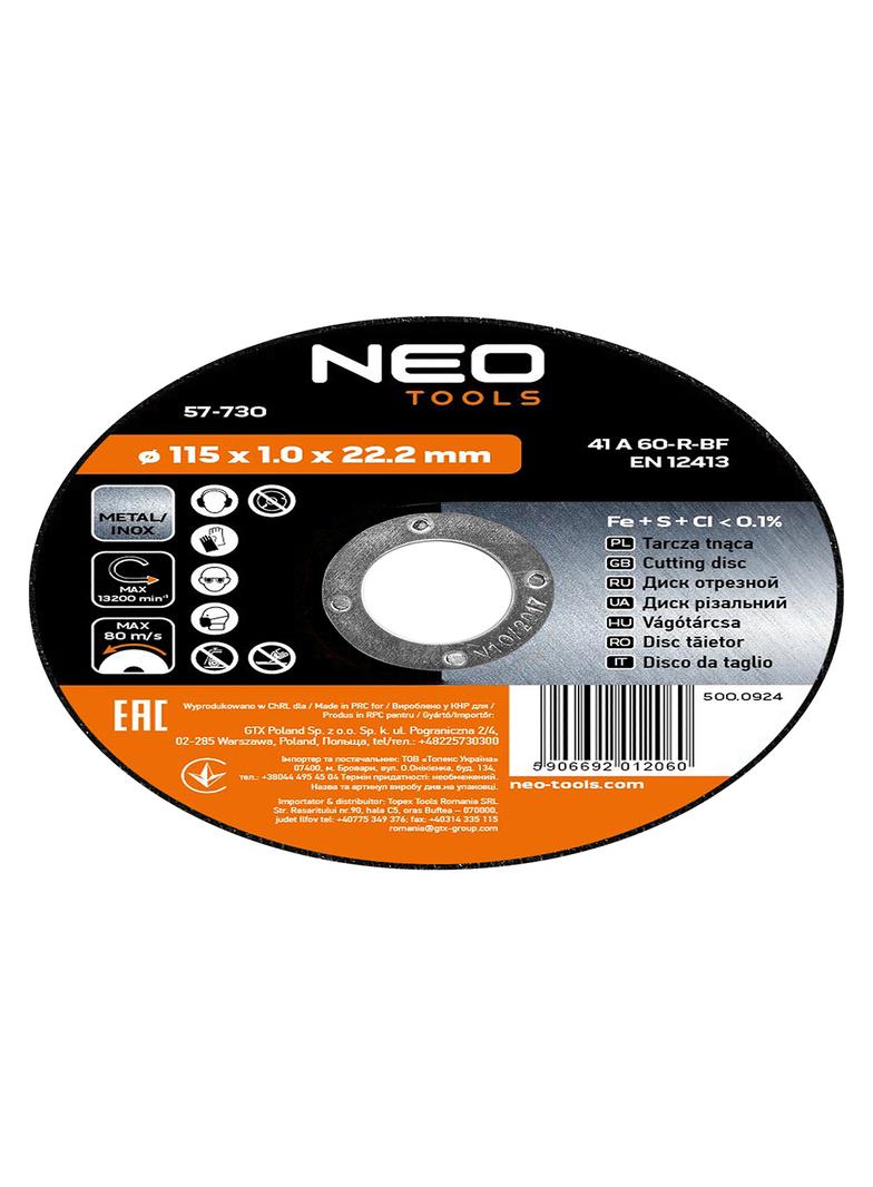 Tarcza tnąca do metalu 115 x 1.0 x 22.2 mm, 41 A60-T-BF, INOX, 10 szt.