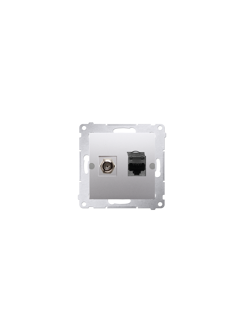 Simon 54 Gniazdo antenowe typu ''F'' + RJ45 kat.6 srebrny mat DASFRJ45.01/43 KONTAKT