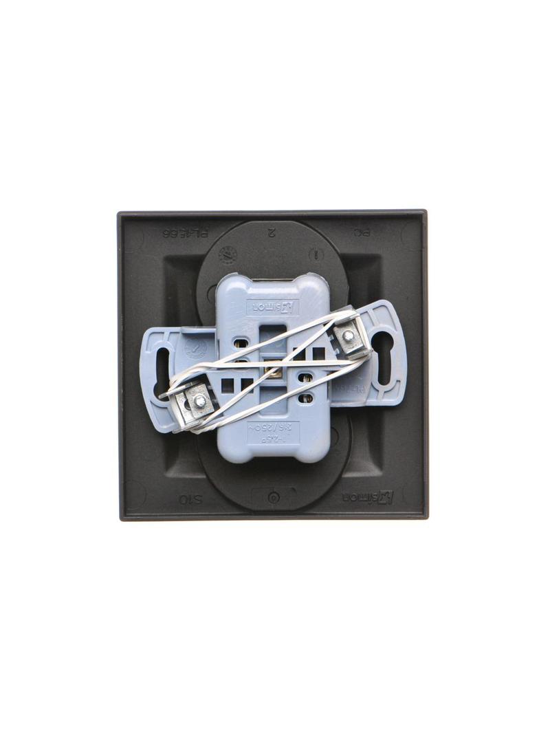 Simon 10 Gniazdo z/u podwójne monoblok 16A z. śrub. czarny *Kompletne - nie do ramek