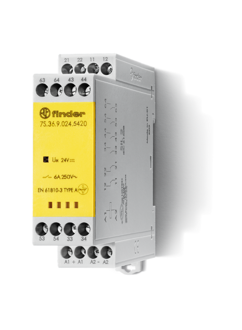 PrzekaźnikZ mechanicznie sprzężonymi zestykami serii 7S: 4Z + 2 R 6A 24V DC 7S.36.9.024.5420 /5szt./ FINDER