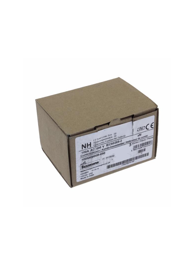 NH FUSE 100AMP 690V aM SIZE NH00 DUAL IND Wkładka NH00 100A 690V AM podwójny wskaźnik 100NHM00B-690