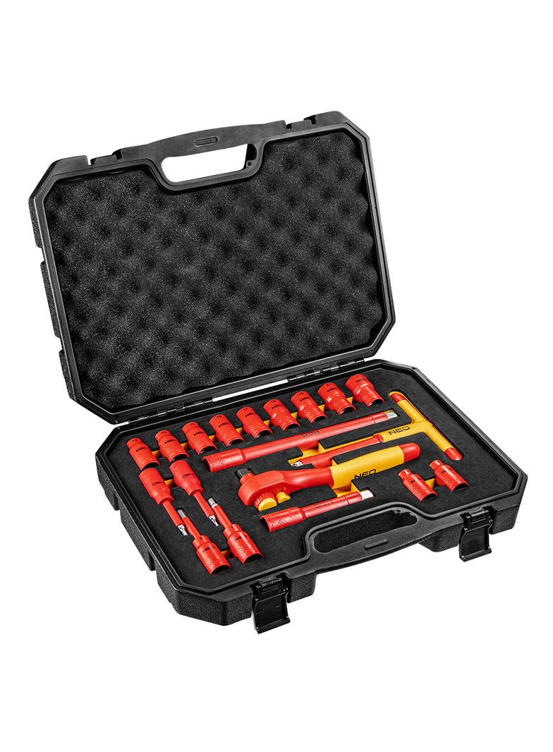 Klucze nasadowe 1000V, 19szt.