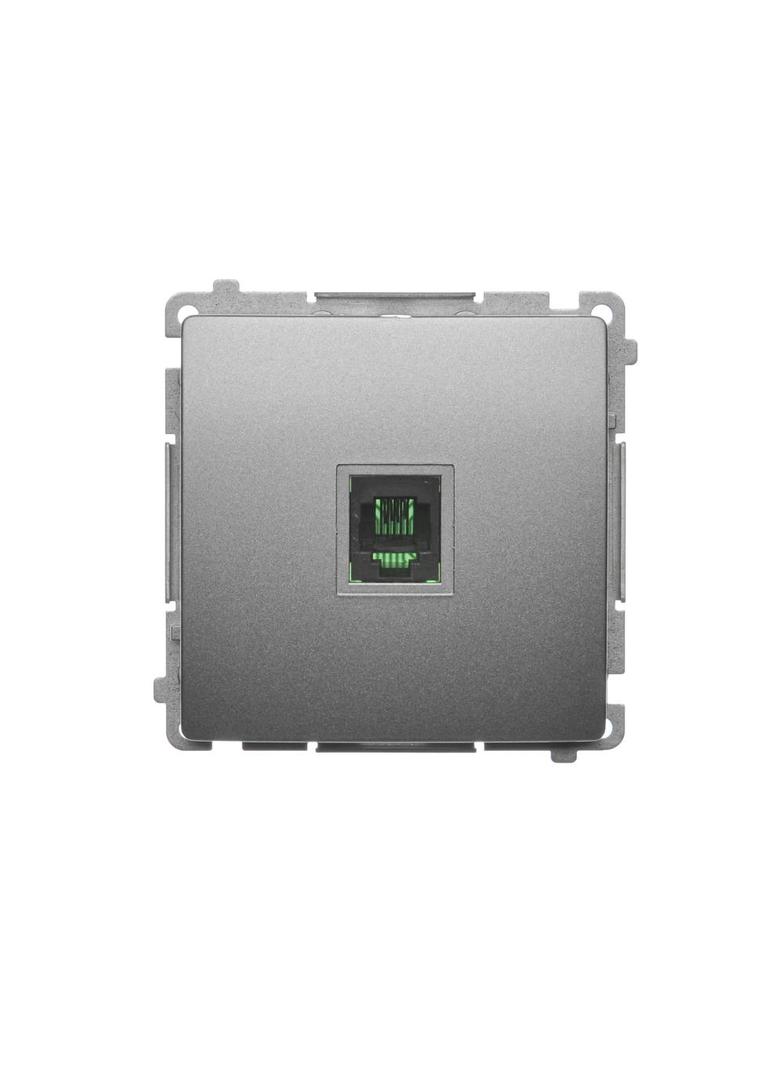 Simon Basic Gniazdo telefoniczne RJ11 uniwersalne pojedyncze Montaż na łapki lub wkręty satynowy