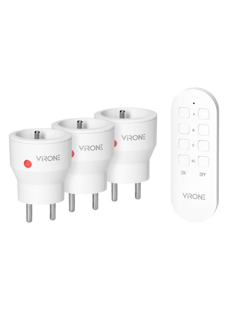 Zestaw bezprzewodowych gniazd MINI sterowanych pilotem 3+1 2300W