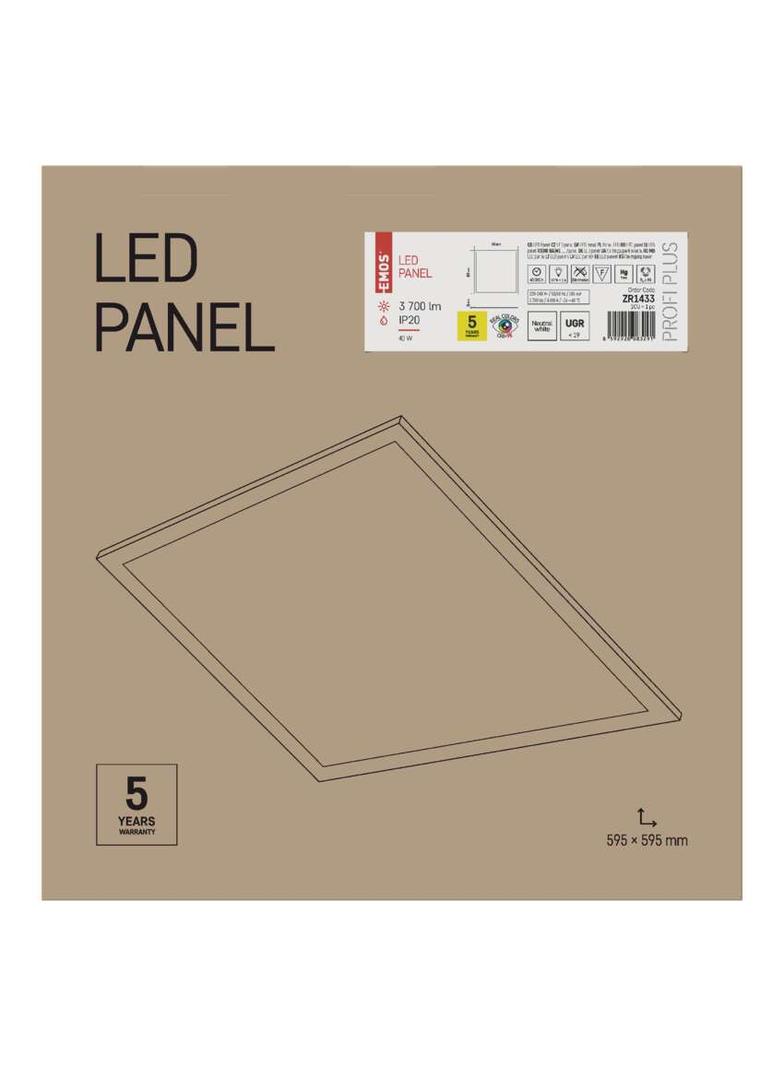 Panel LED PROFI+ 60×60 40W IP20 UGR, CRI>95 neutralna biel ZR1433 EMOS