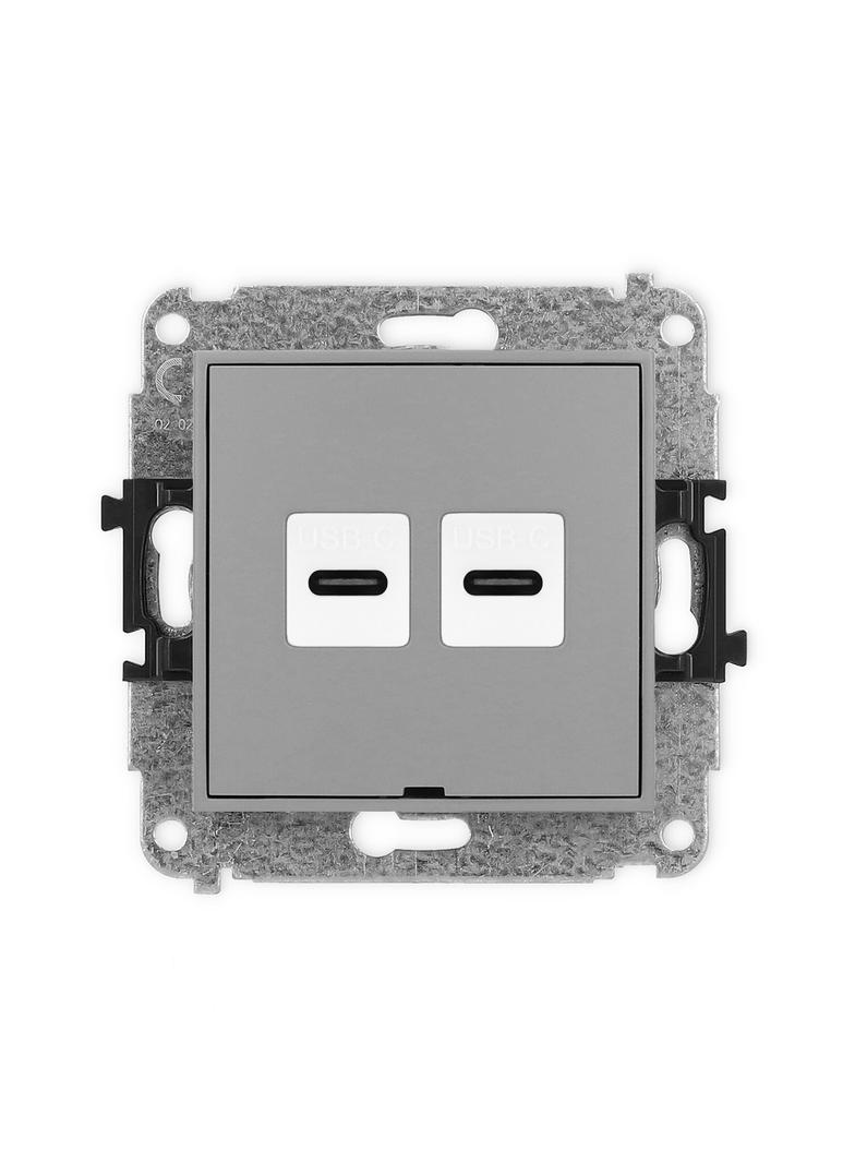 ICON Gniazdo podwójne 2xUSB C-C, bez pola opisowego szary mat 27IGUSBBO-8 KARLIK