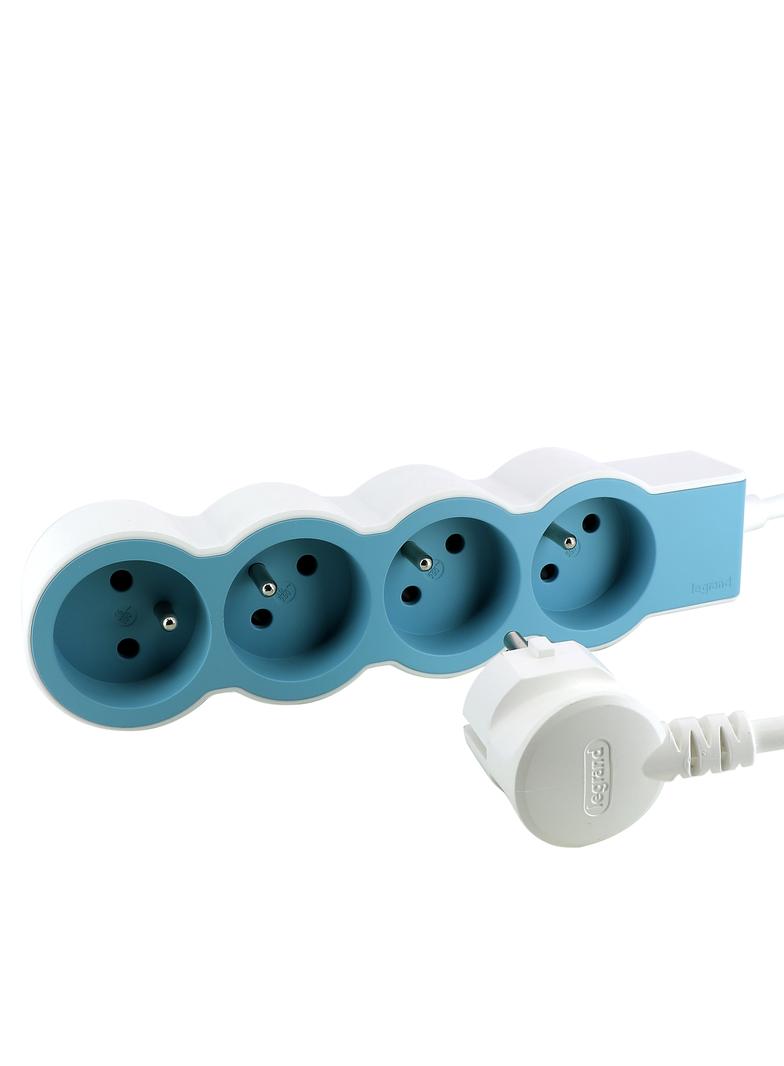 PRZEDŁUŻACZ STANDARD 4X2P+Z, Z PRZEWODEM 1.5 METRA 3X1.0 MM2 - BIAŁY/BŁĘKITNY, Legrand
