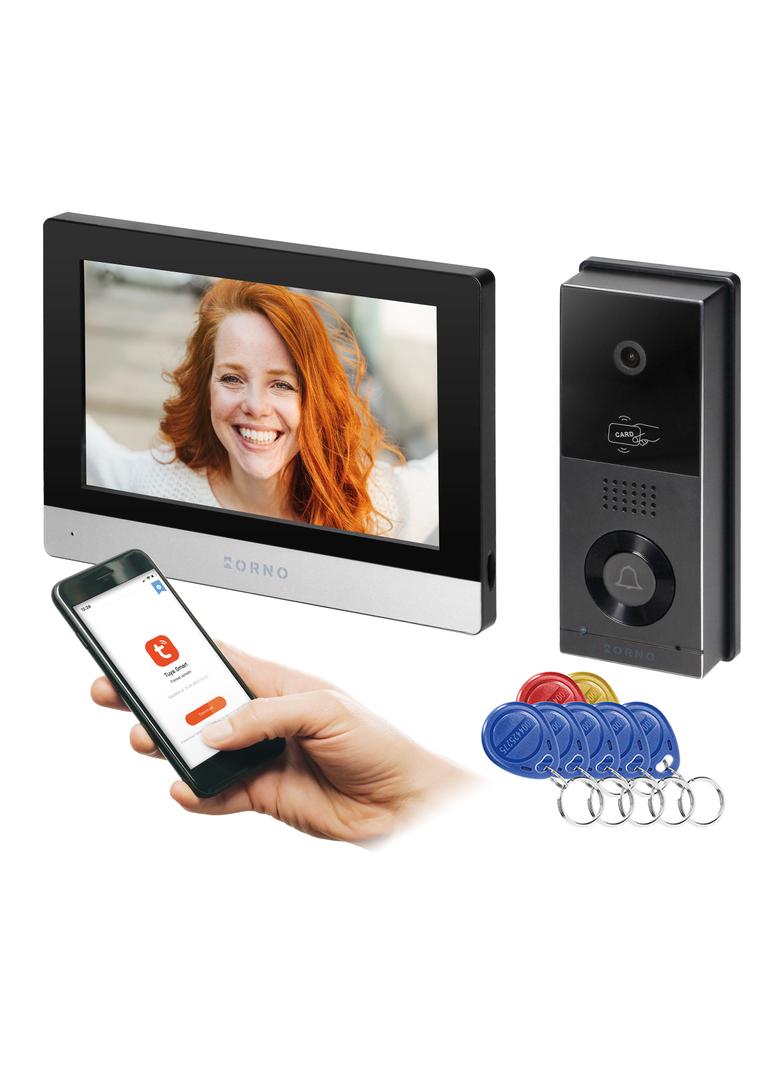 XIRAN zestaw wideodomofonowy bezsłuchawkowy monitor dotykowy 8" LCD Wi-Fi + APP na telefon z gn