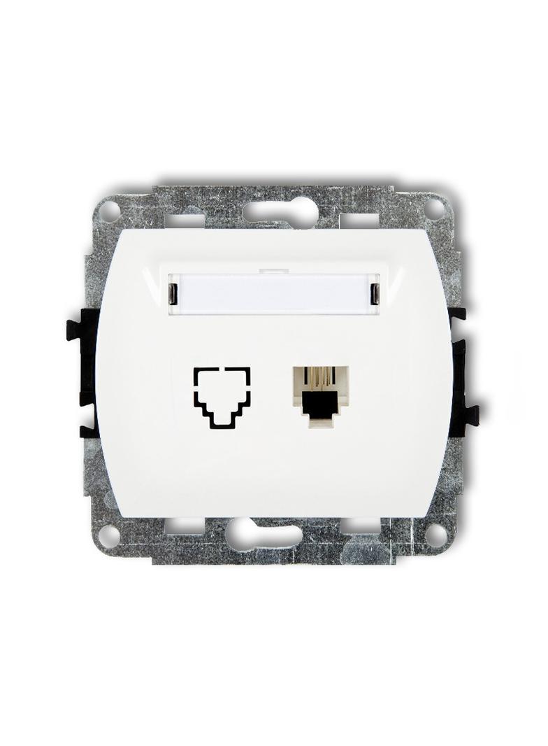 TREND Mechanizm gniazda telefonicznego pojedynczego 1xRJ11, 4-stykowy biały
