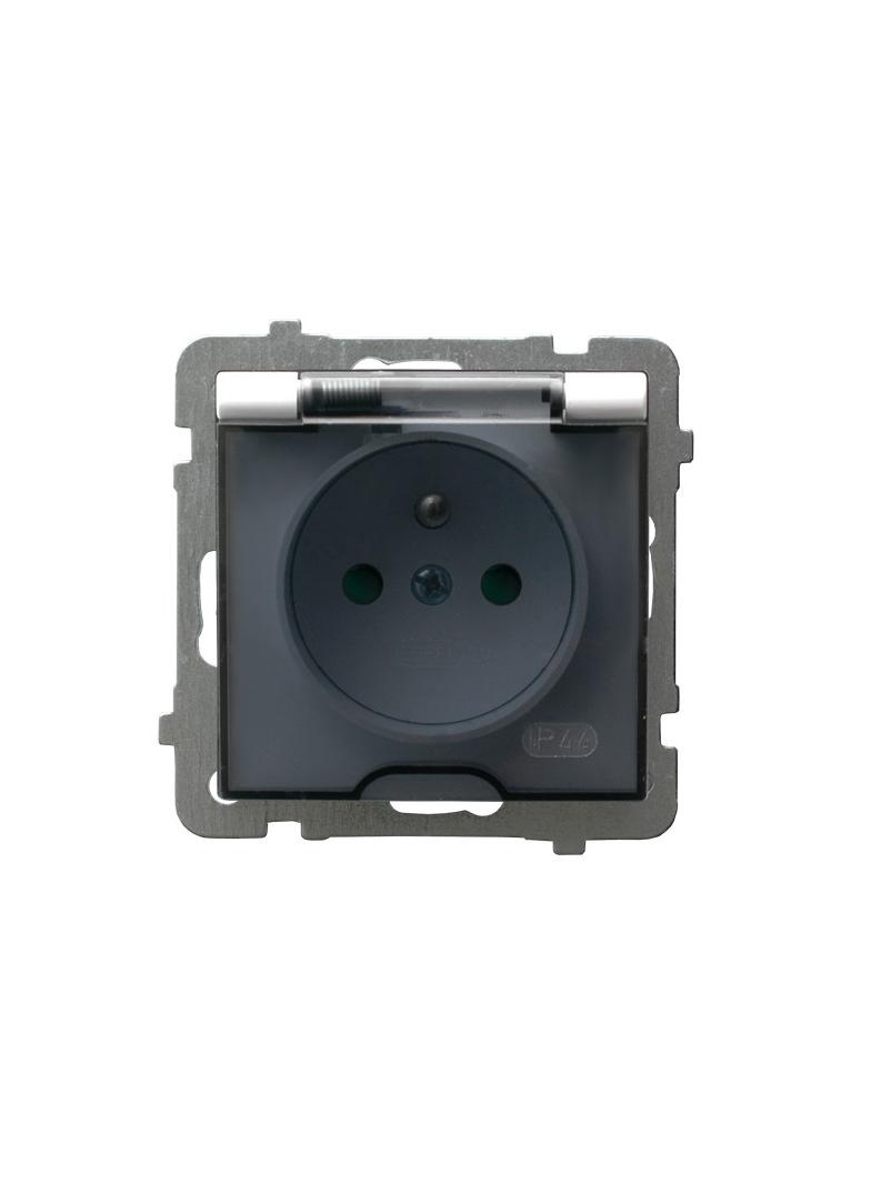 AS Gniazdo bryzgoszczelne z uziemieniem IP-44 z przesłonami torów prądowych wieczko przezroczyste -