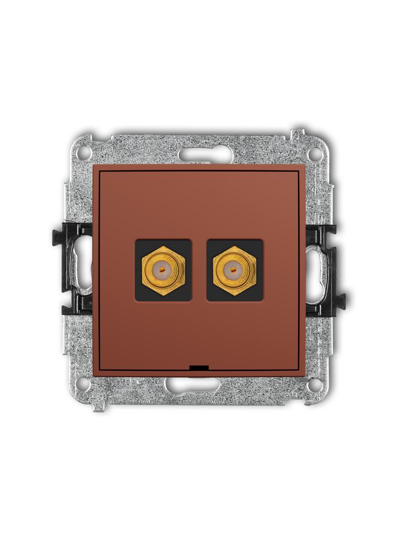 ICON Mechanizm gniazda antenowego podwójnego typu F (SAT) pozłacany, bez pola opisowego terakota