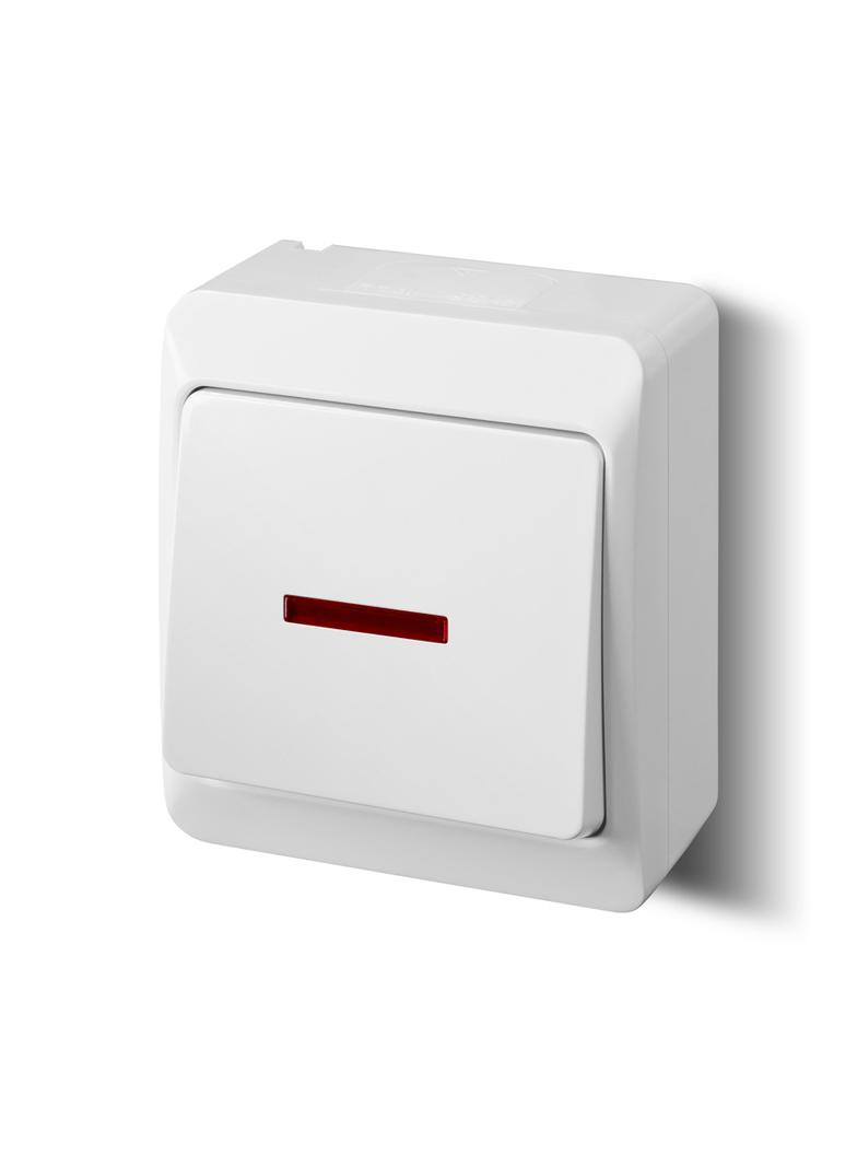 HERMES Łącznik jednobiegunowy/schodowy z podświetleniem IP44