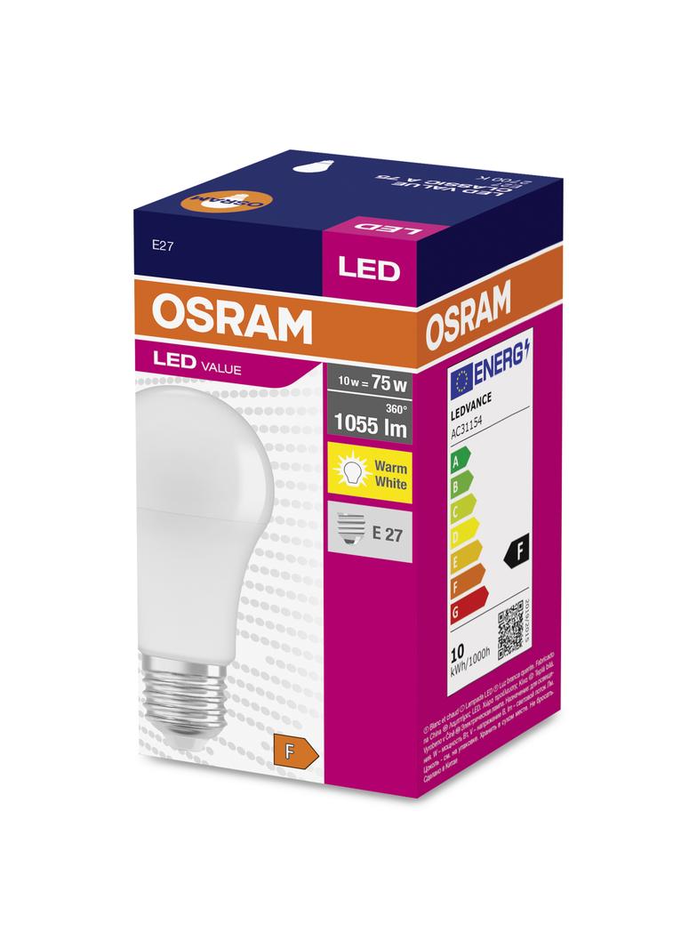 Żarówka LED A75 E27 10W = 75W 1055lm 2700K Ciepła 200° VALUE CLASSIC Osram