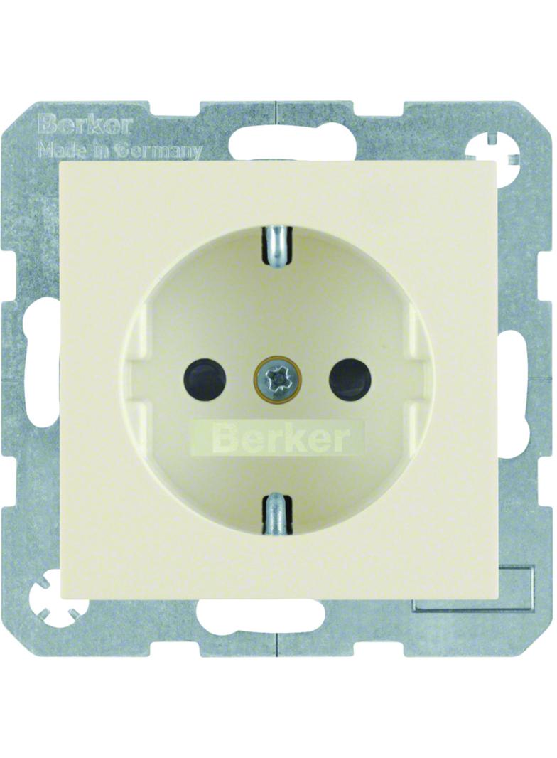 BERKER B.Kwadrat/S.1 Gniazdo SCHUKO z uziemieniem z przesłoną styków krem 41238982 HAGER