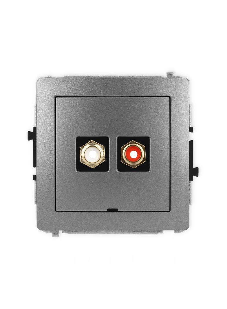 DECO Mechanizm gniazda podwójnego RCA, bez pola opisowego (typu cinch - biały i czerwony, pozłacany)