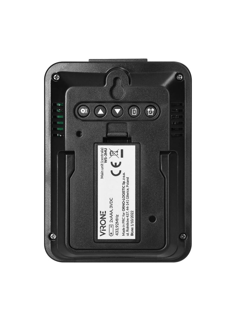 Bezprzewodowa stacja pogodowa z pomiarem temperatury i wilgotności zewnętrznej i wewnętrznej zegar W