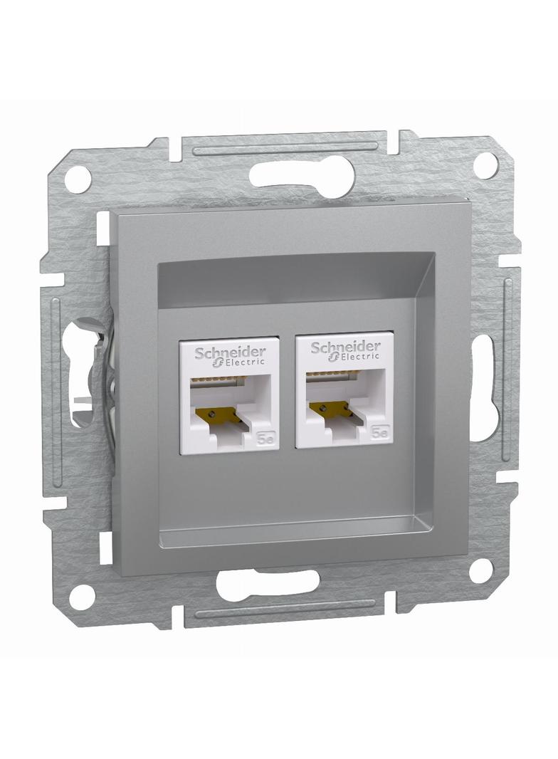 Asfora, gniazdo komputerowe 2x RJ45 kat.5e, UTP, bez ramki, aluminium