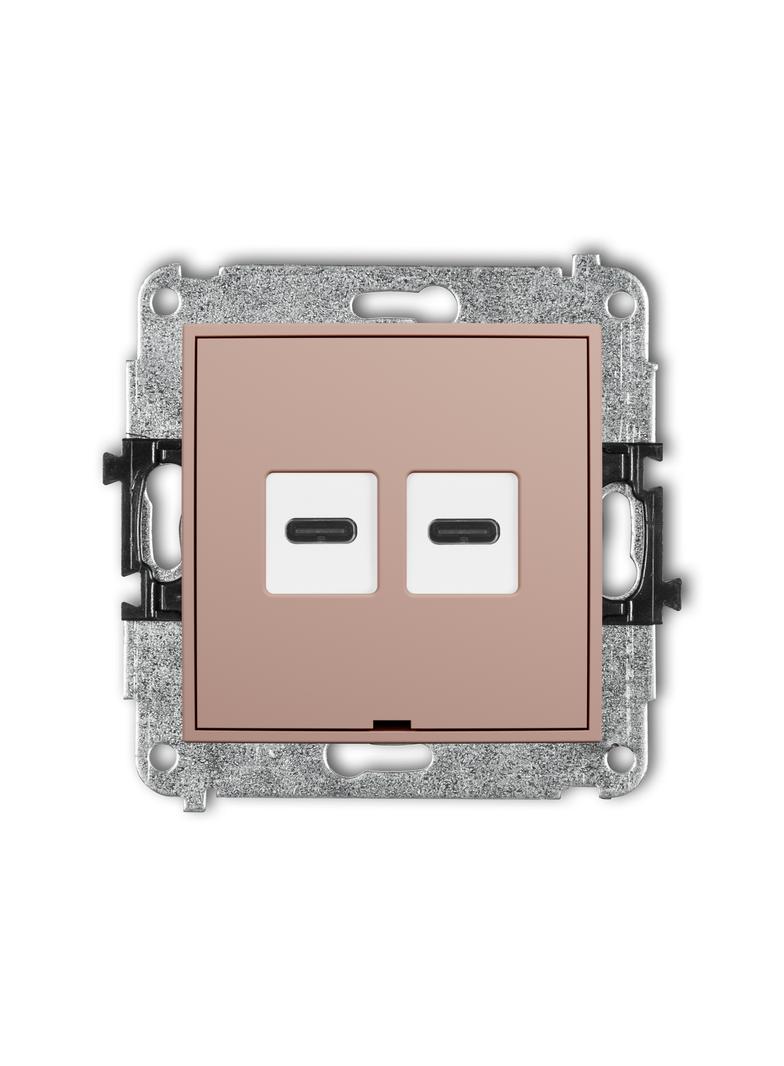 MINI Ładowarka USB podwójna 2xUSB C, 20W max., bez pola opisowego łososiowy 62MCUSBBO-7 KARLIK
