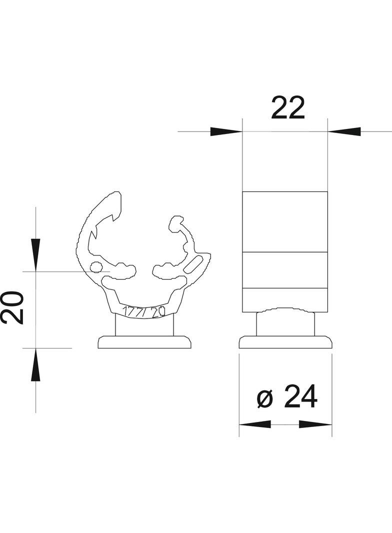 177/20-DIN, UCHWYTY PRZEW.ZATRZASK.20MM/M8