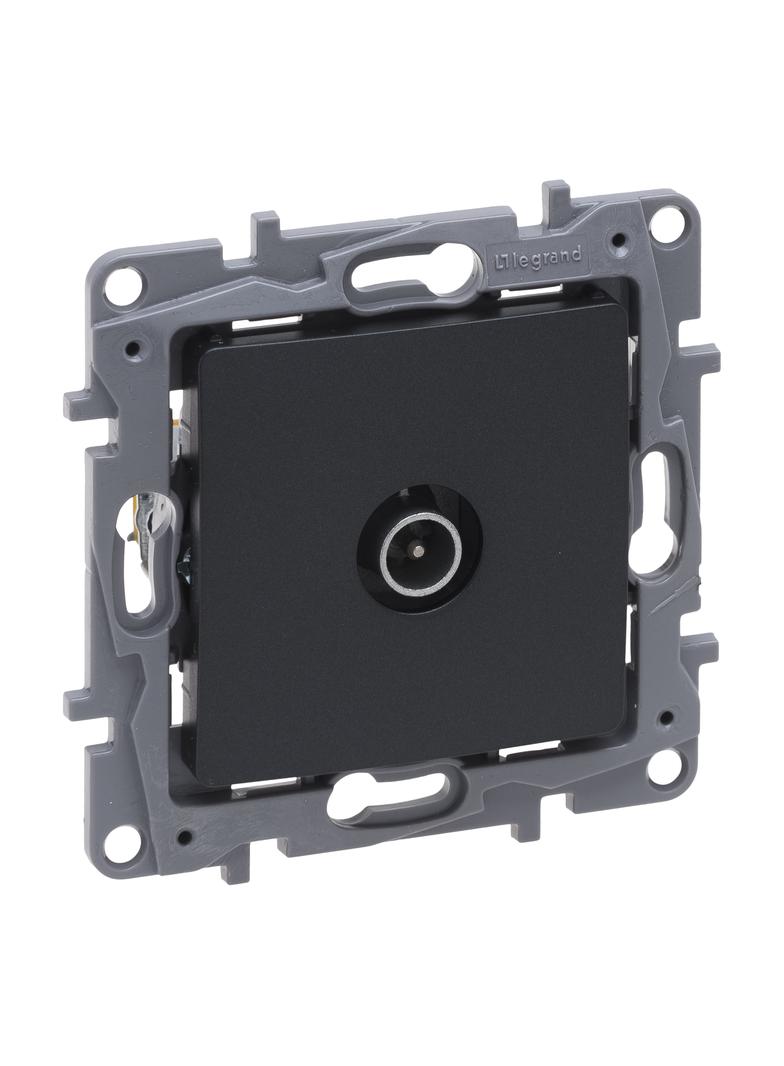 NILOE SELECTION - GNIAZDO TV(MĘSKIE) PRZELOTOWE 14 DB ANTRACYT, Legrand