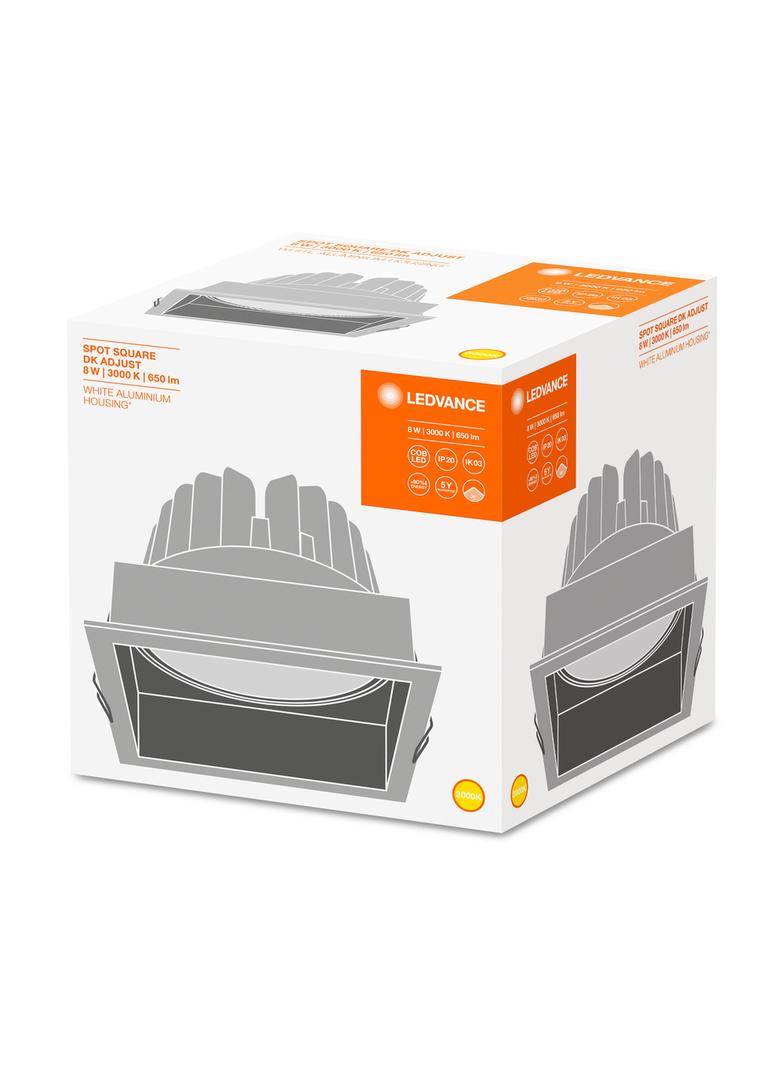 Oprawa SPOT SQUARE DARKLIGHT ADJUST 8W 3000K FL WT