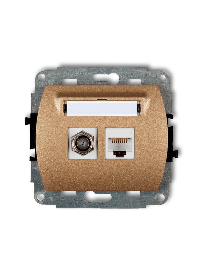 TREND Mechanizm gniazda antenowego poj. typu F (SAT) + gniazda komp. poj. 1xRJ45, kat. 6 ekranowany,