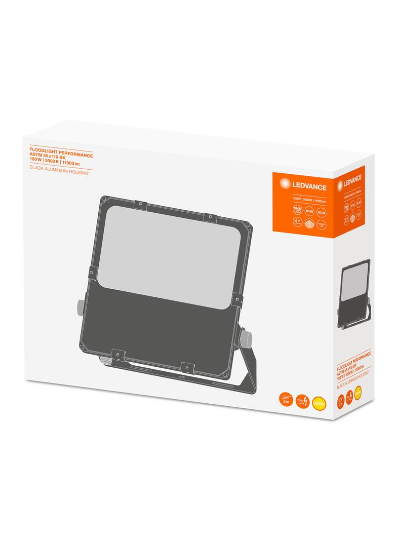 Naświetlacz FLOOD LED PERFORMANCE 100W 3000K ASYM 55x110 black