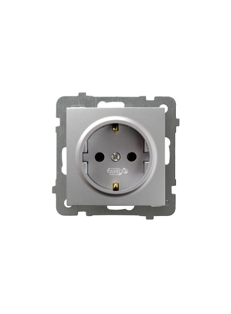 AS Gniazdo pojedyncze z uziemieniem schuko - kolor srebro