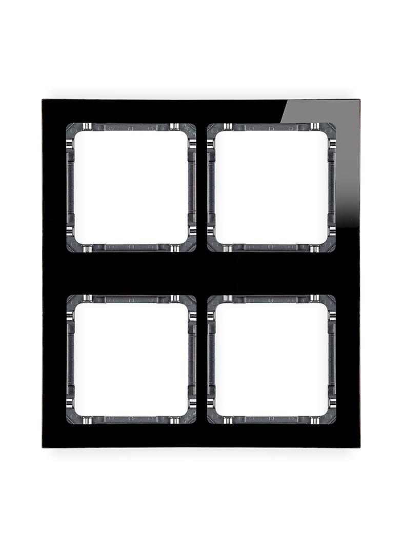 DECO Ramka modułowa 4 krotna (2 poziom, 2 pion) - efekt szkła (ramka czarna; spód grafitowy)