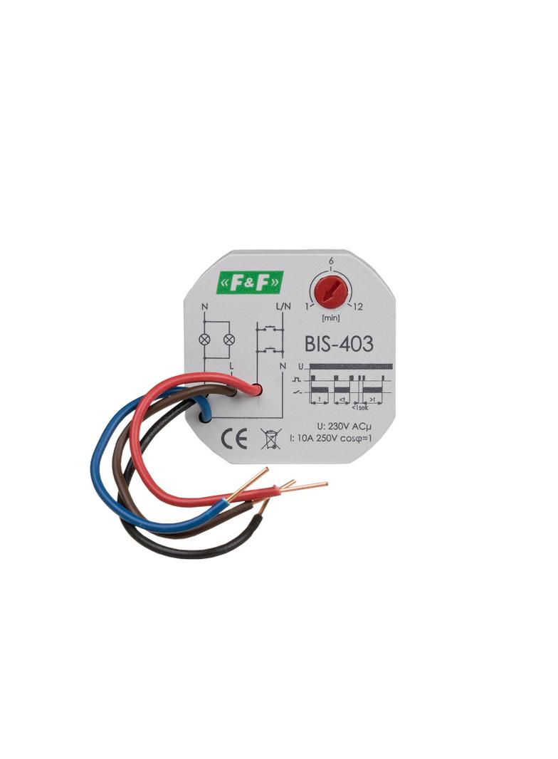 PRZEKAŹNIK BISTABILNY Z WYŁĄCZNIKIEM CZASOWYM, UN=230V, I=10A, STYKI 1Z, MONTAŻ W PUSZCE PODTYNKOWEJ