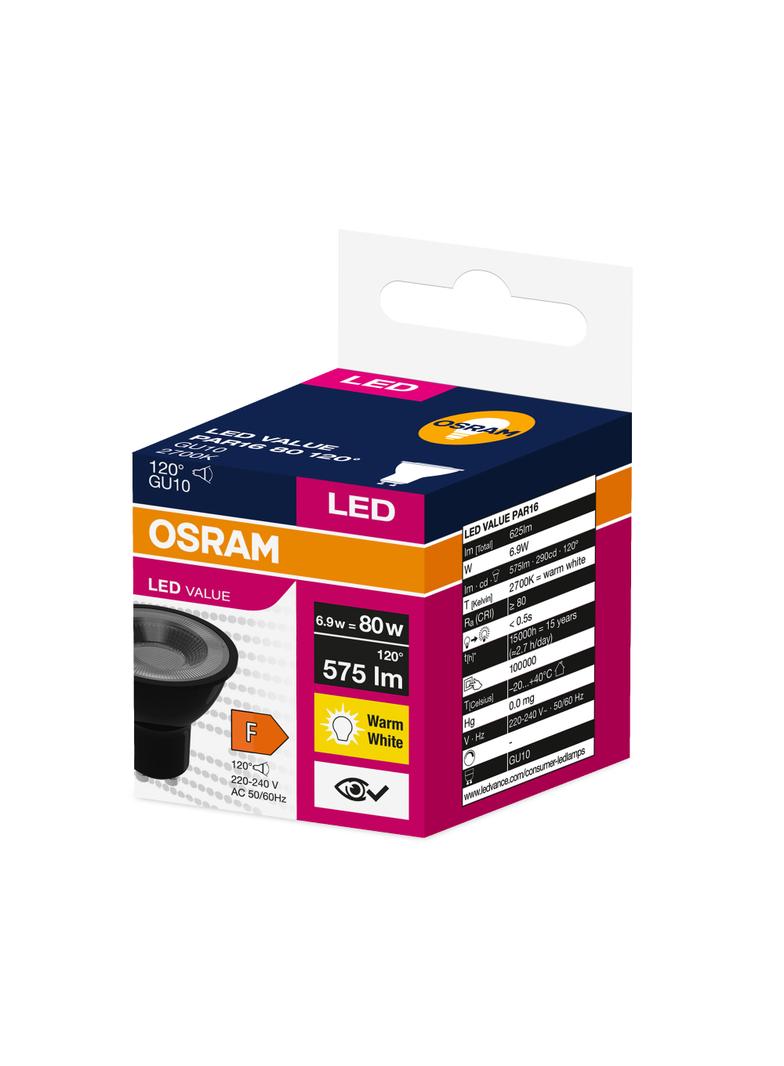 Lampa LED VALUE PAR16 80 120 6,9W/827 230V GU10 BK