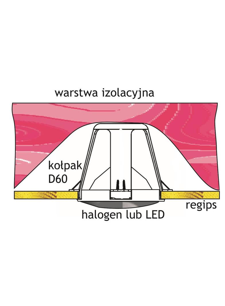 D60 ,  Kołpak dystansowy, ochronny do lamp halogenowych i LED, otwory 60-85mm, szary