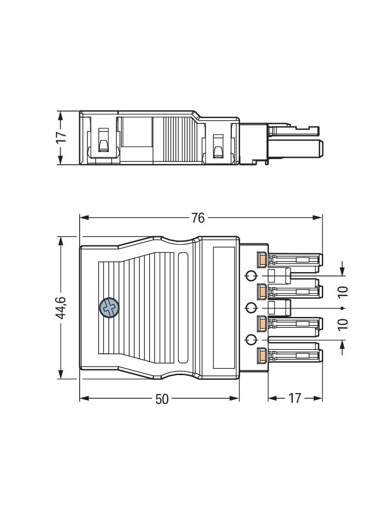 WINSTA gniazdo 4-torowe z obudową odciążającą naciąg czarne