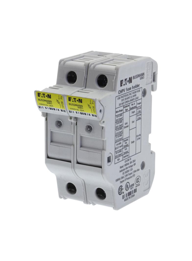 2P 10x38MFH30A1000Vdc gPV with indicator Podstawa wkładki cylindrycznej 10x38 gPV 2P 32A 1000VDC wsk