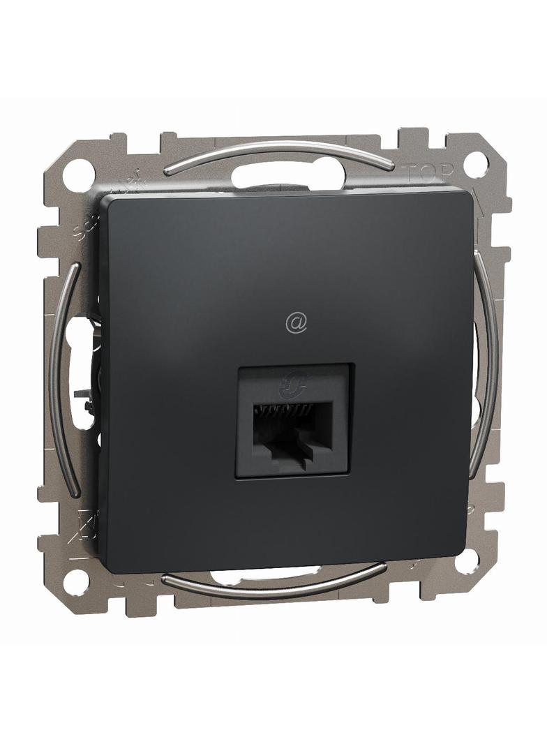 Sedna Design & Elements, gniazdo komputerowe RJ45 kat.6 UTP, czarny antracyt