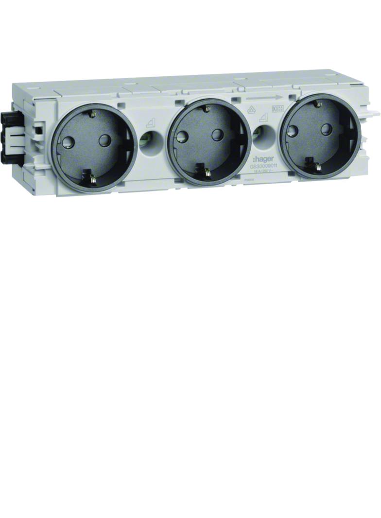tehalit.WA Gniazdo SCHUKO 3-krotne połączenie WAGO C-profil antracyt GS30009011 HAGER