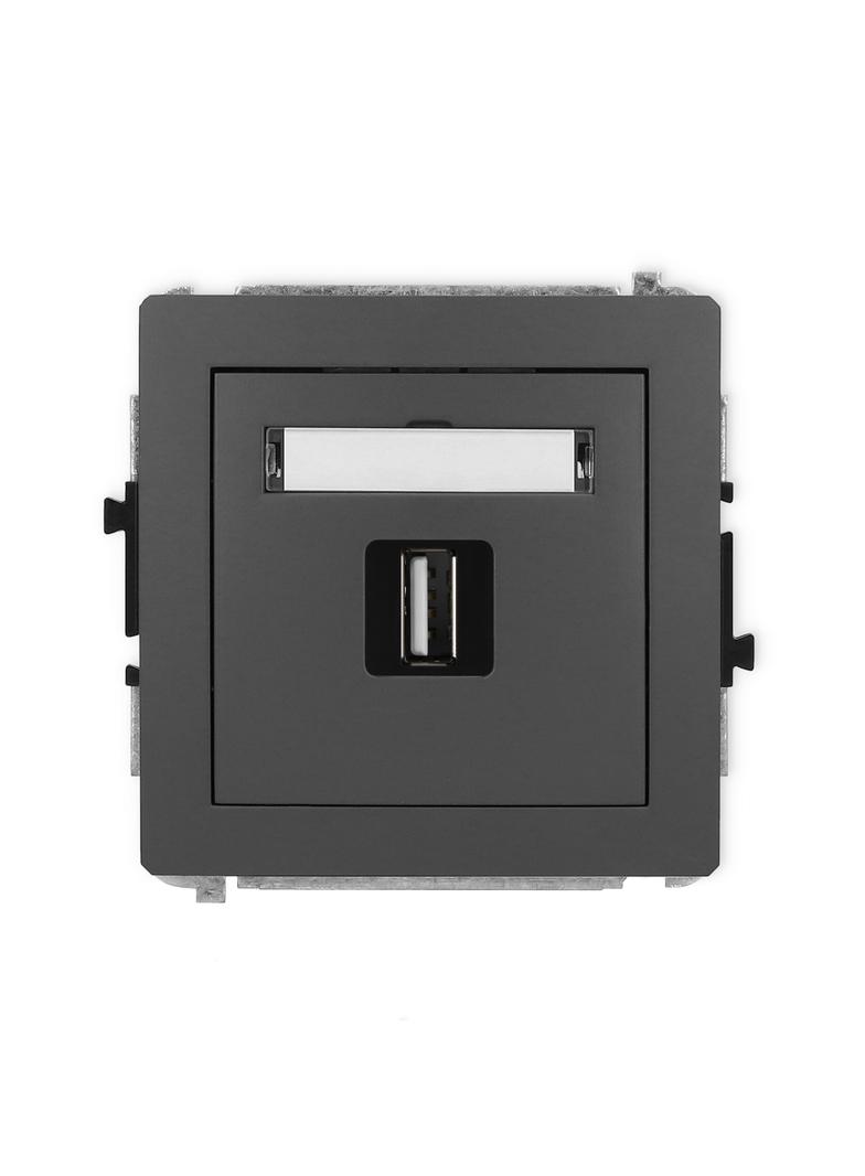 DECO Mechanizm gniazda pojedynczego USB A-A 2.0 grafitowy mat