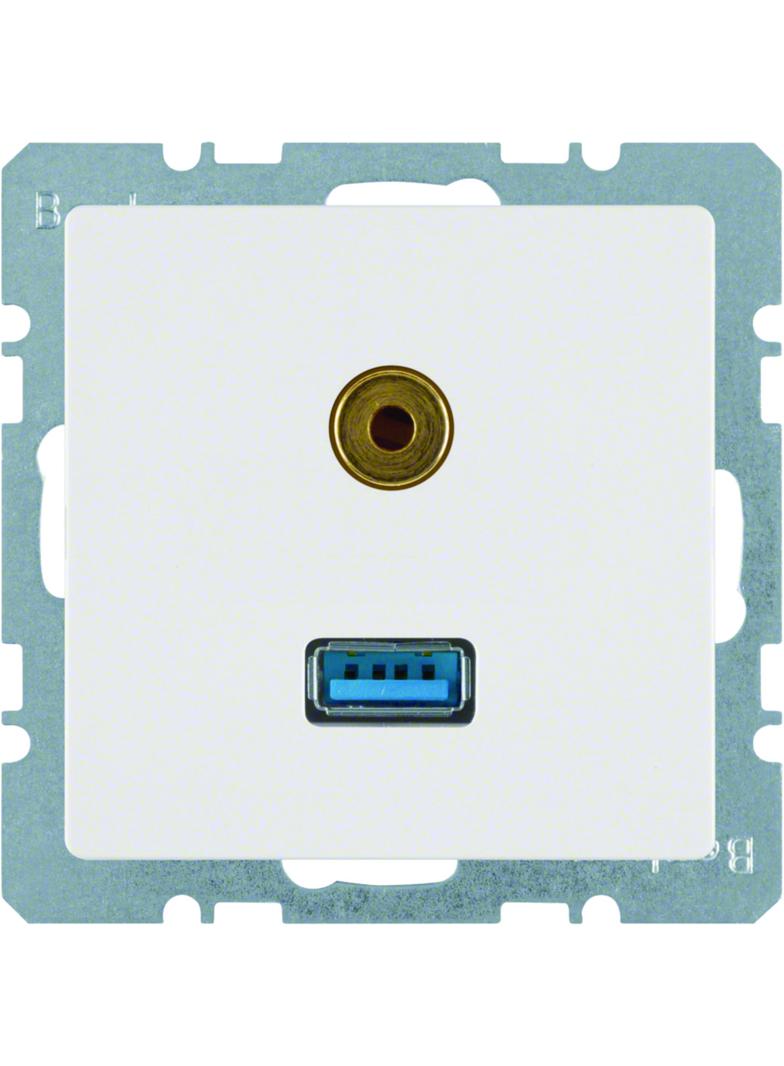 BERKER Q.x Gniazdo USB/3.5mm audio biały aksamit 3315396089 HAGER