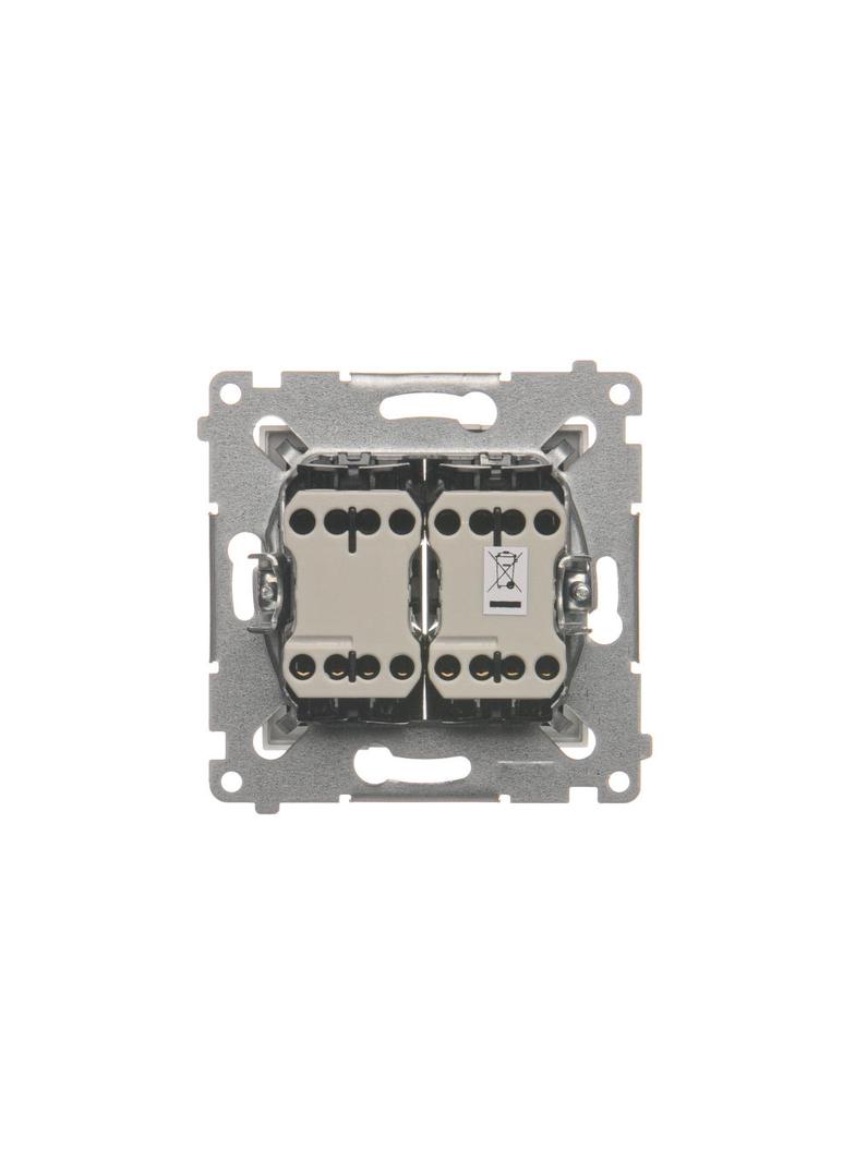 Simon 54 Łącznik krzyżowy podwójny bez piktogramu 10A 250V szybkozłączka srebrny mat DW7/2.01/X/43 KONTAKT