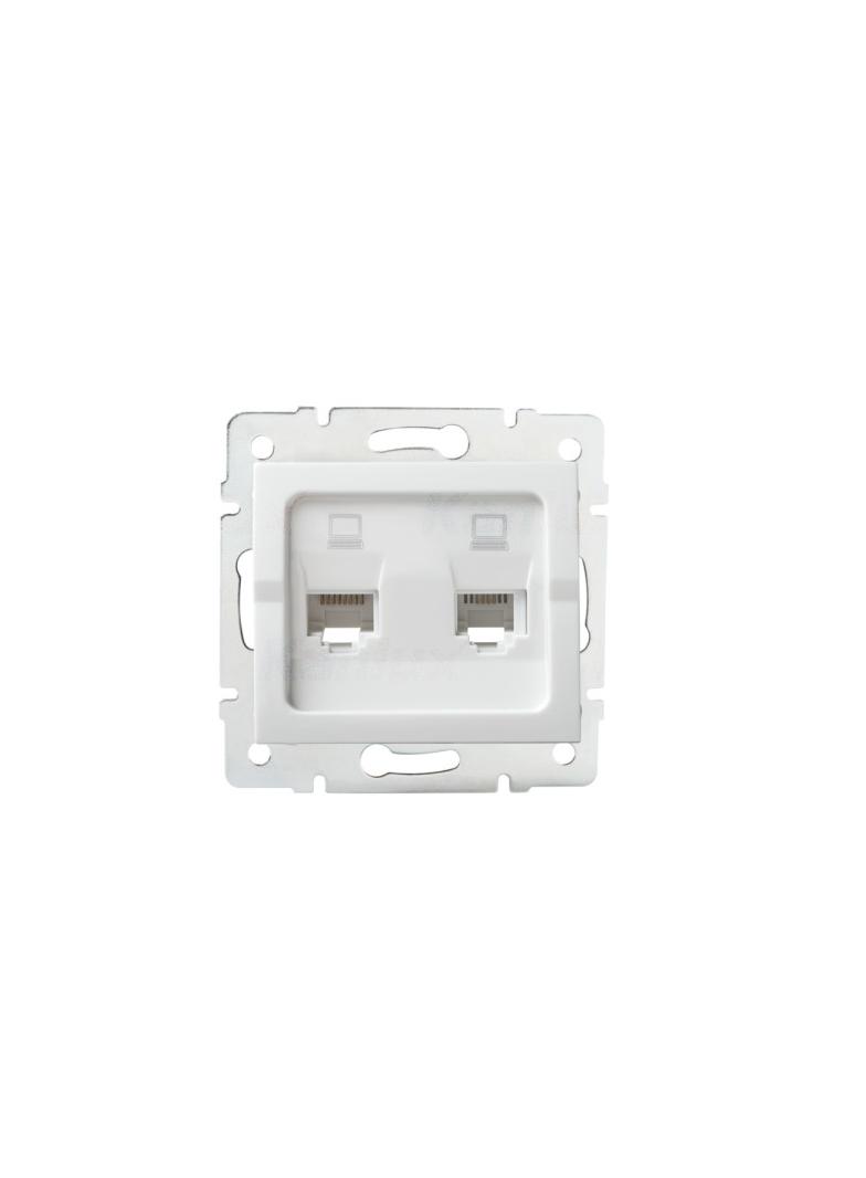 LOGI Gniazdo komputerowe podwójne niezależne (2x RJ45Cat 5e Jack) Biały 021410002 25110 KANLUX