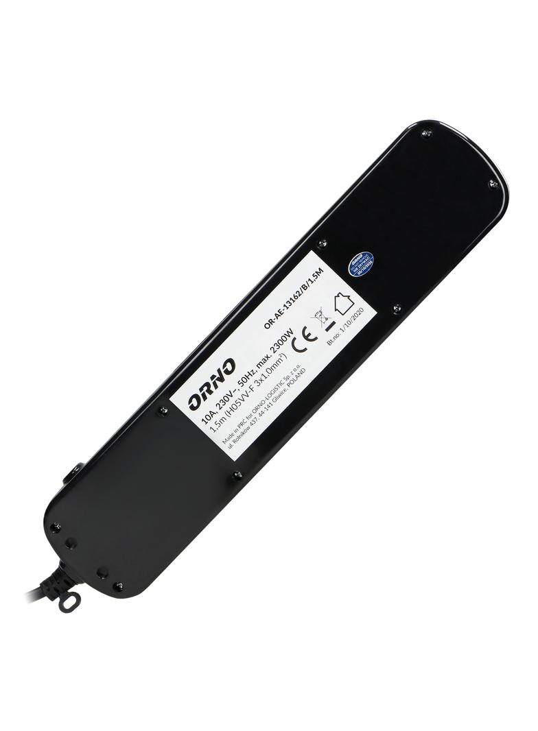Listwa zasilająca Multiswitch czarna 6 gniazd z wyłącznikami 1,5m ORNO