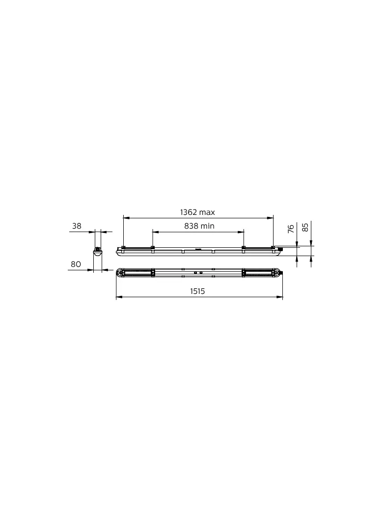 Oprawa hermetyczna Coreline WT120C G2 43W 5500lm IP65 3000K barwa ciepła LED55S/830 PSU 150cm 5 lat 9,11402E+11 PHILIPS