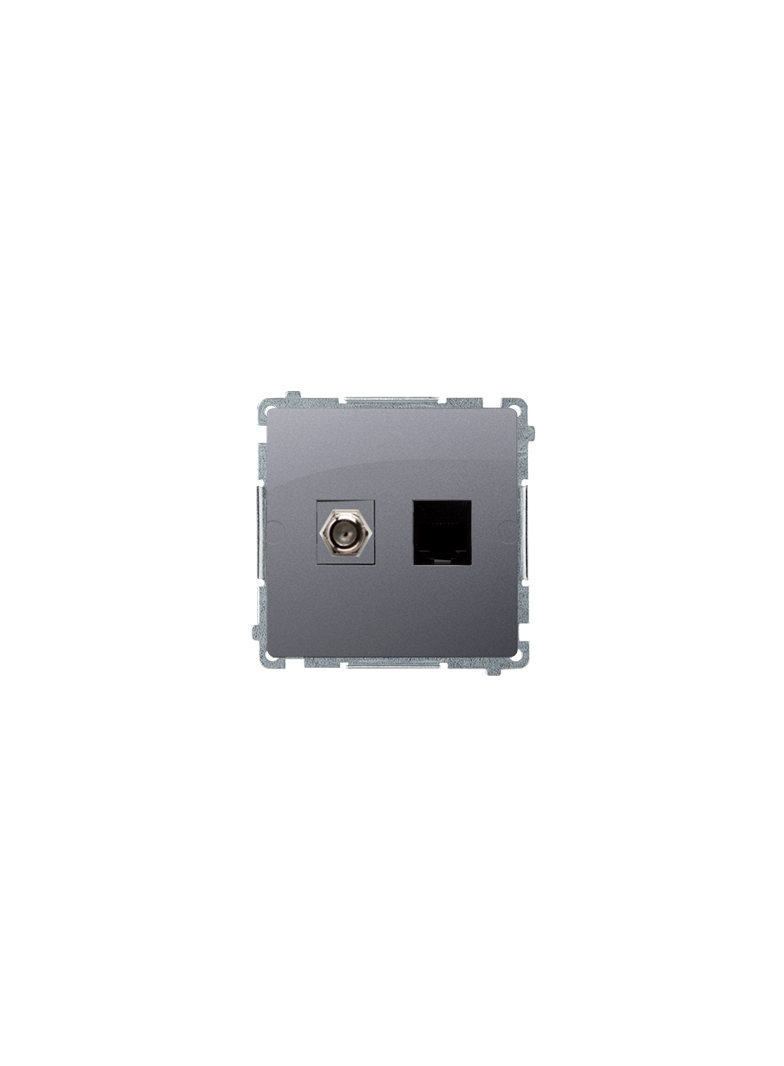 Simon Basic Gniazdo antenowe typu ''F'' + RJ45 kat.6 stal inox BMAFRJ45.01/21 KONTAKT