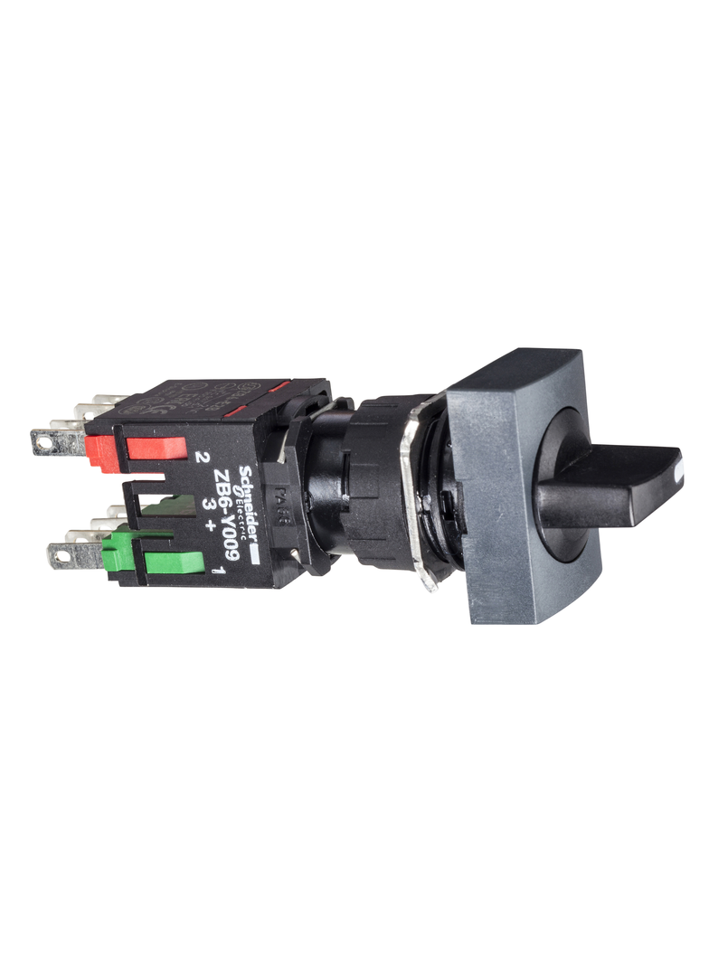 Harmony XB6 Kompletny przełącznik, 2 pozycje, Stabilny, Czarny, Krótka rączka, 1 NO+1 NC, Prostokątn