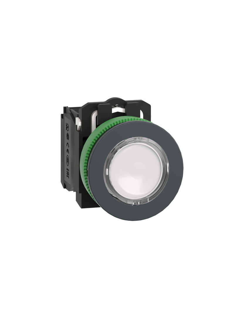 Harmony XB5 Antybakteryjny podświetlany przycisk płaski plastik biały fi30 LED 110-120 V AC, XB5FW31G5 Schneider