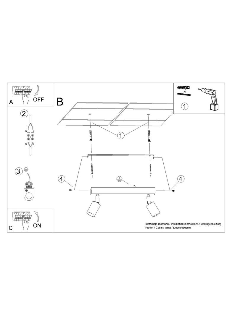 Plafon WINX 2 czarny/złoty