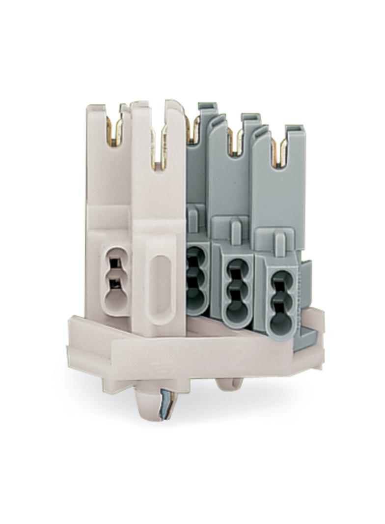 wtyk rozgałęźny 1 mm2 3-polowy biały/szary ze stopkami montażowymi